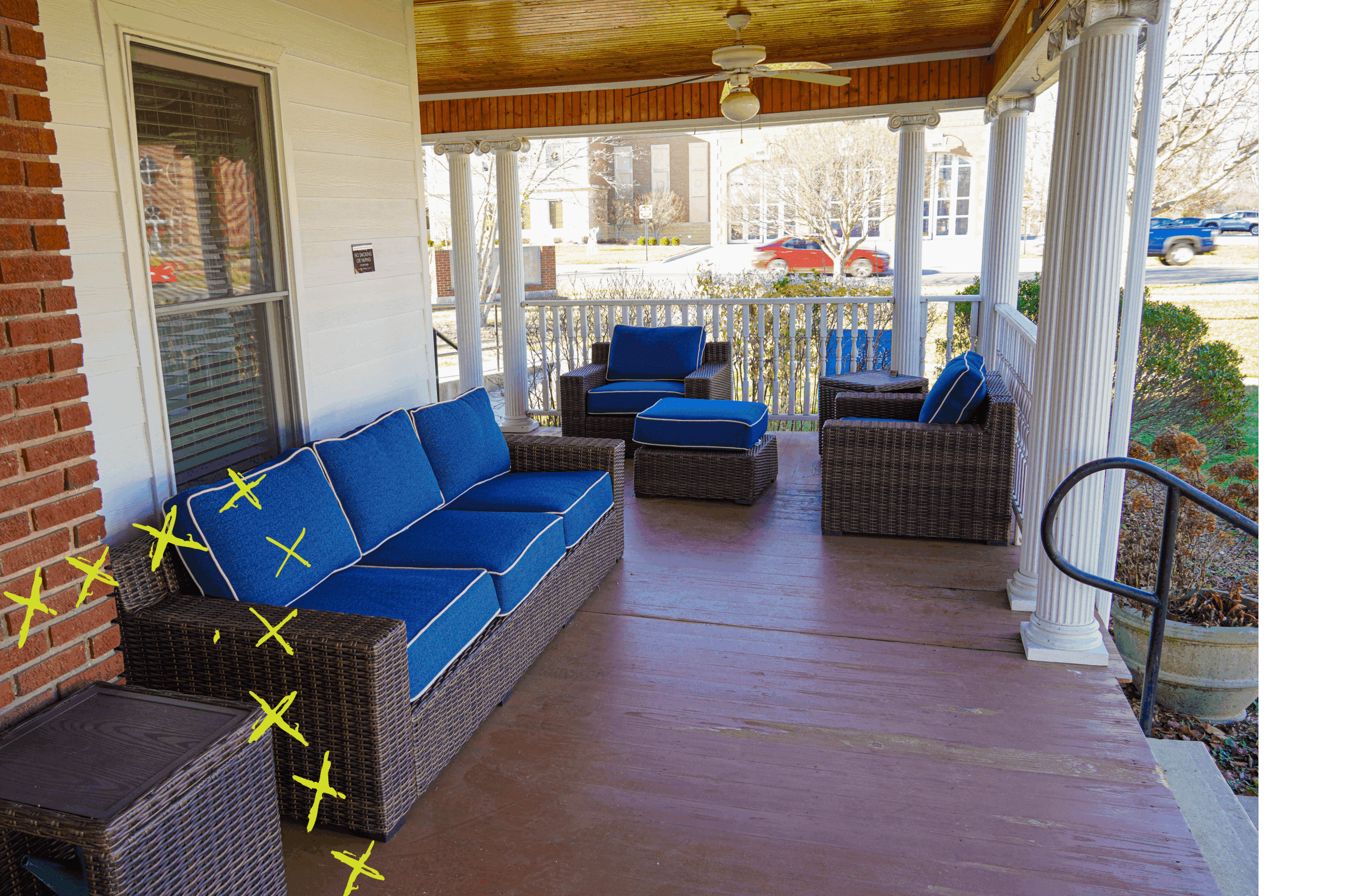 The front porch of Sturt Cottage.